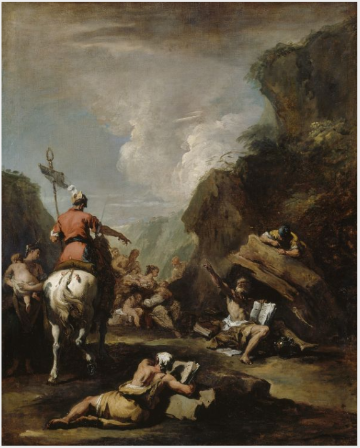Król Hieron II z Syrakuz prosi Archimedesa o umocnienie miasta - Sebastiano Ricci