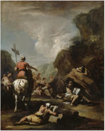 Król Hieron II z Syrakuz prosi Archimedesa o umocnienie miasta - Sebastiano Ricci