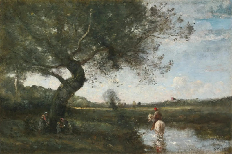 Potok z białym koniem - Jean-Baptiste Camille Corot