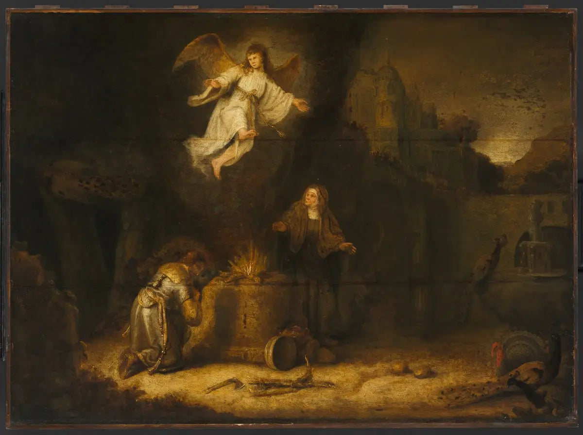 Le sacrifice de Manoah - Rembrandt image 1 tableau peint à l’huile sur toile