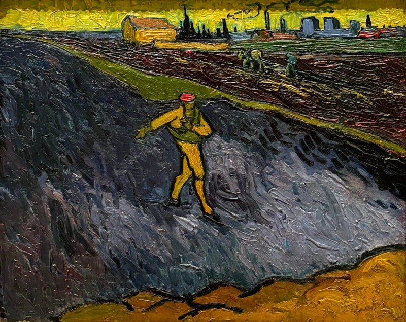 Siewca: okolice Arles w tle - Vincent van Gogh