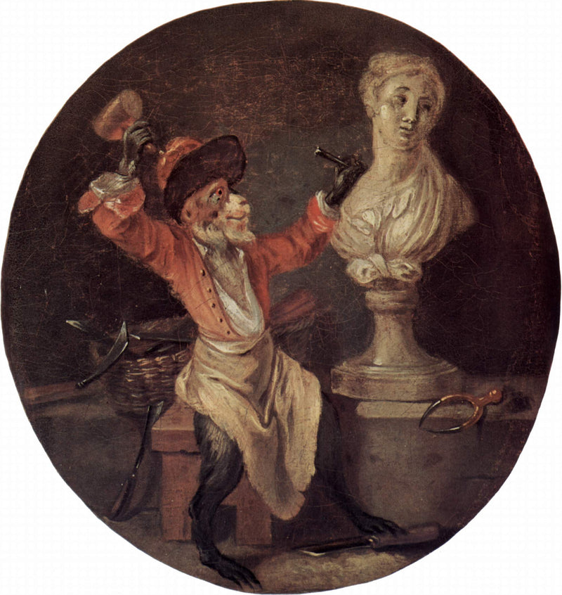 Rzeźbiarz małpa - Antoine Watteau