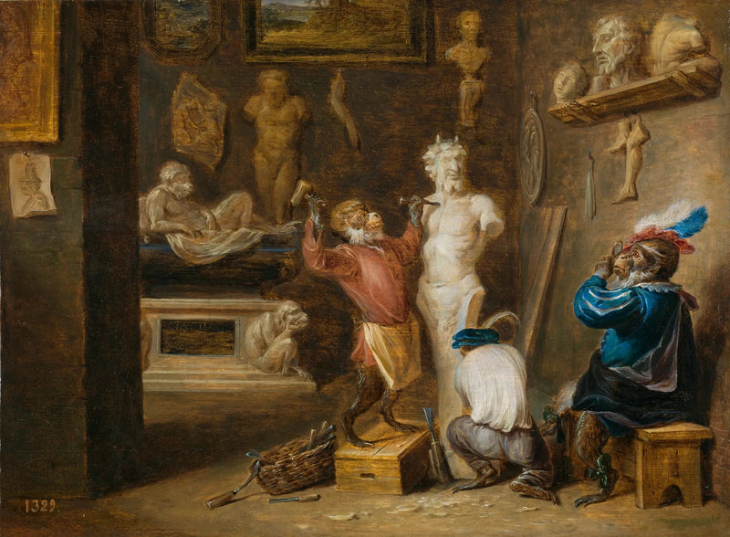 Małpa rzeźbiarz - David Teniers Młodszy