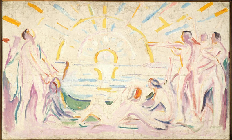 Słońce i przebudzenie nagich mężczyzn - Edvard Munch