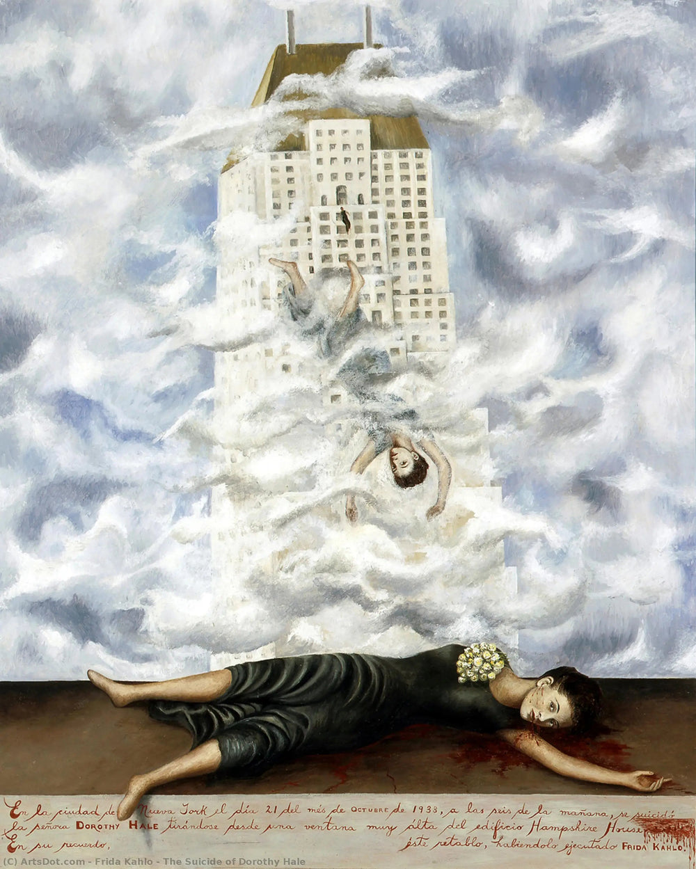 Reproduction du tableau « Le Suicide de Dorothy Hale - Frida Kahlo » par Alpha Reproduction en peinture à l’huile