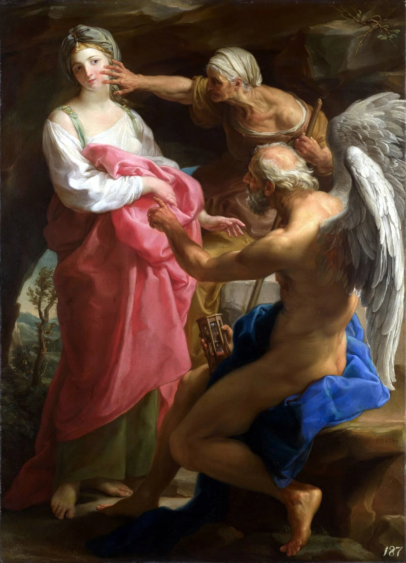 Czas nakazuje starości zniszczyć piękno - Pompeo Batoni