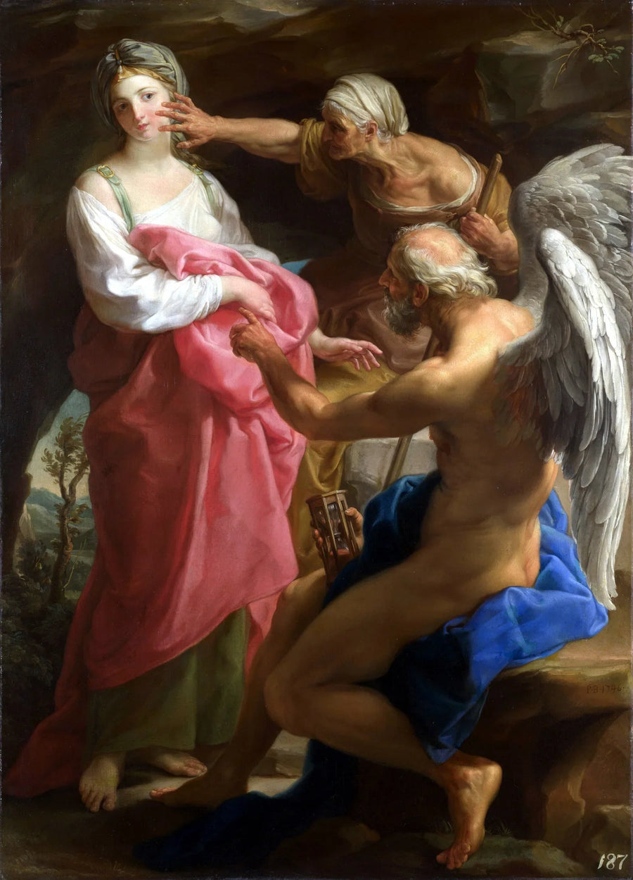 Czas nakazuje starości zniszczyć piękno - Pompeo Batoni