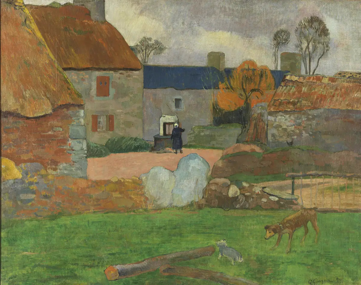 Reproduction du tableau « Le Toit bleu - Paul Gauguin » par Alpha Reproduction en peinture à l’huile