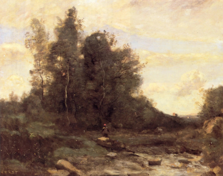 Górski potok (Zmierzch) - Jean-Baptiste Camille Corot