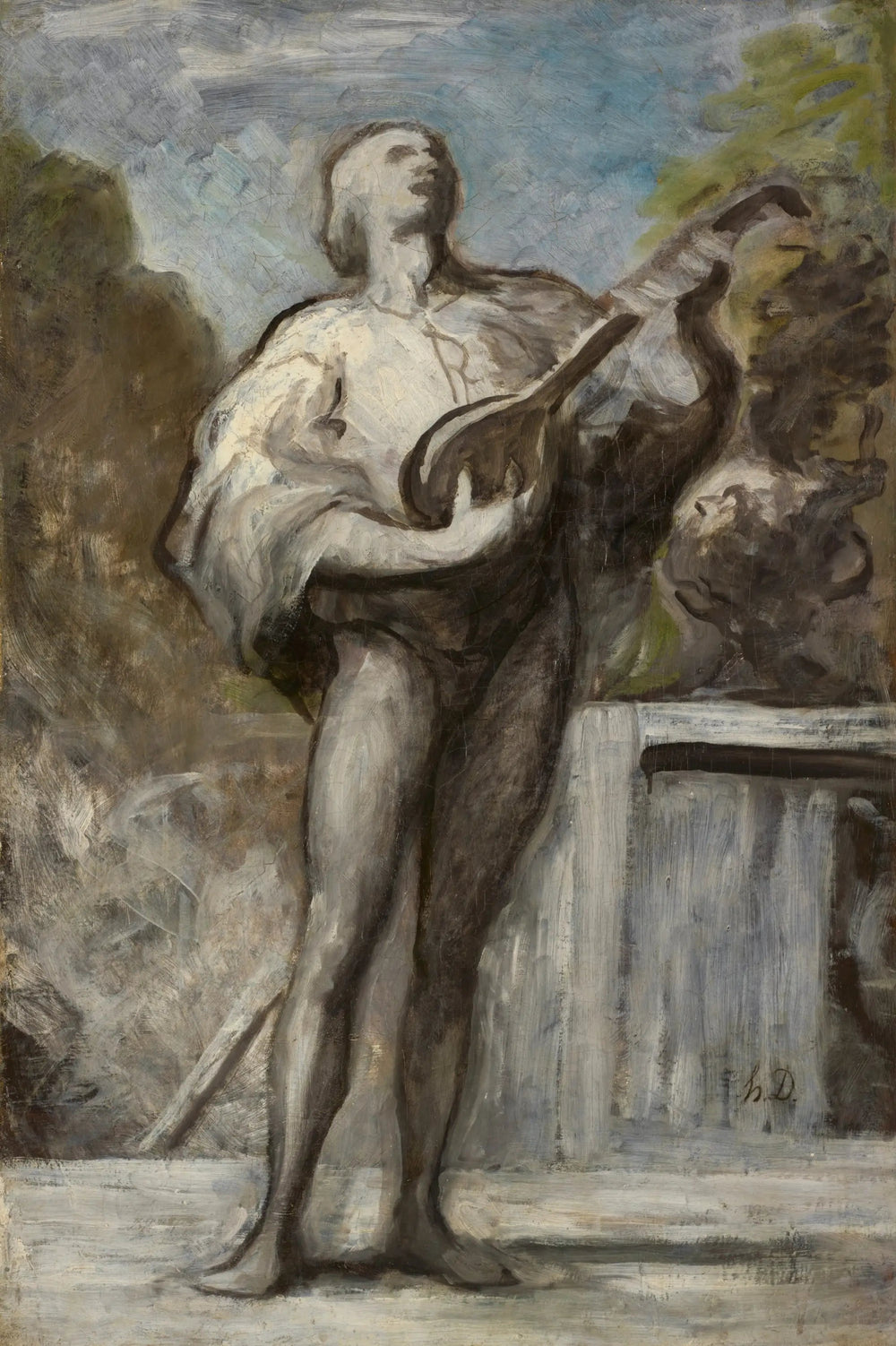 Le Troubadour - Honoré Daumier image 1 copie peinte à la main à l’huile