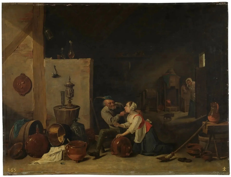 Stary mężczyzna i służąca - David Teniers Młodszy