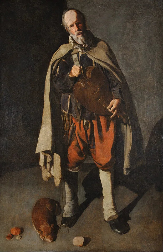 Stary mężczyzna z psem - Georges de La Tour