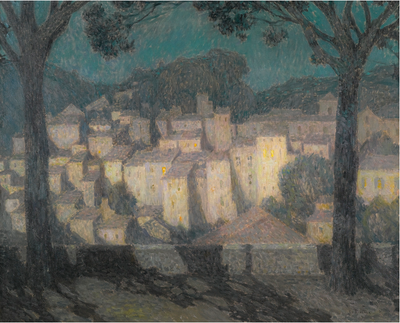Le village au clair de lune (représentation de Bormes-les-Mimosas) - Henri Le Sidaner - Alpha Reproduction