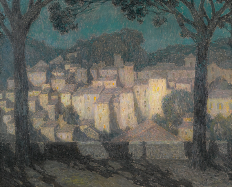 Wioska w blasku księżyca (reprezentacja Bormes-les-Mimosas) - Henri Le Sidaner