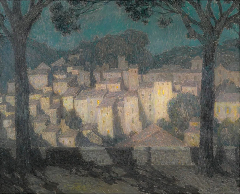 Wioska w blasku księżyca (reprezentacja Bormes-les-Mimosas) - Henri Le Sidaner