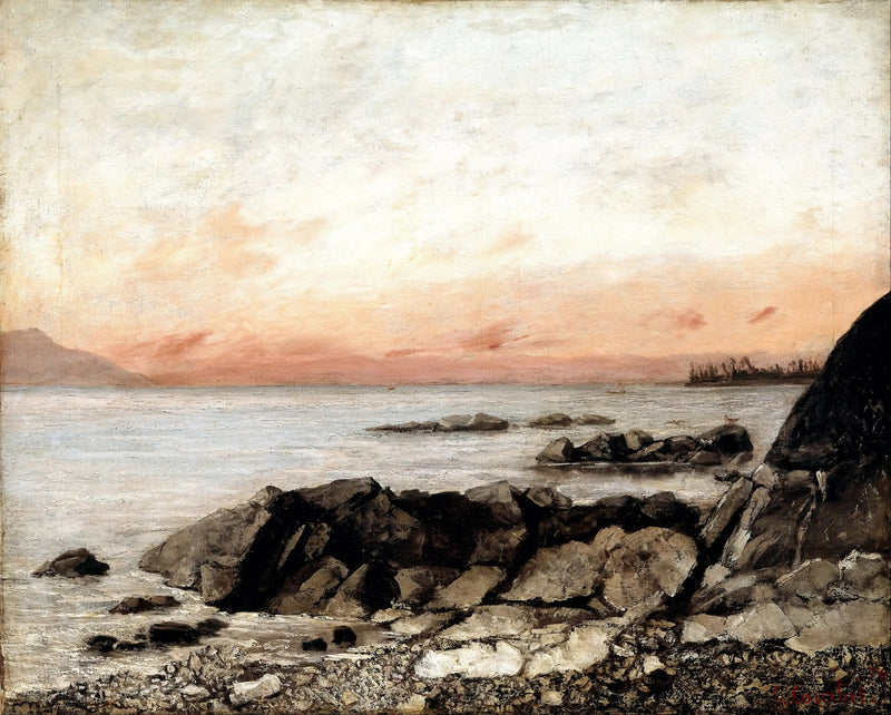 Léman o zachodzie słońca - Gustave Courbet