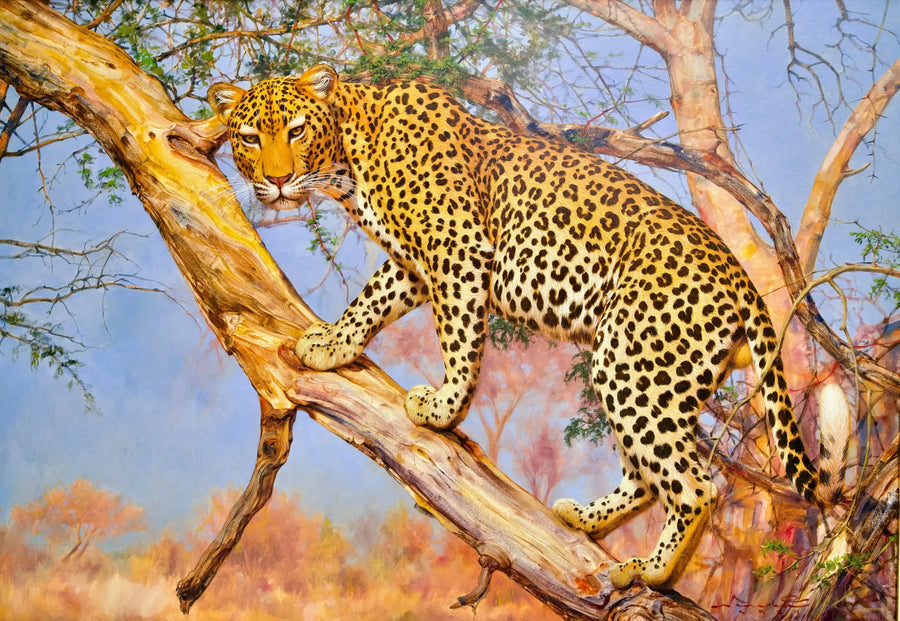 Lampart na drzewie | 150x100cm