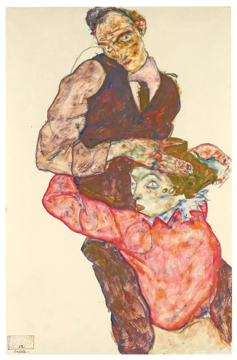 Kochankowie (Autoportret z Wally) - Egon Schiele