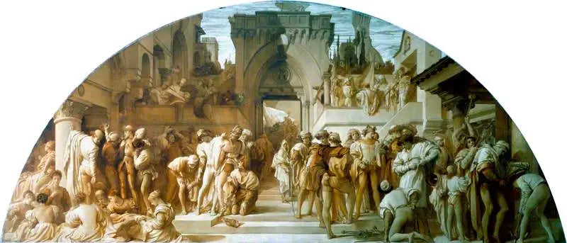 Sztuki przemysłowe zastosowane do wojny (rysunek do malowidła ściennego w Victoria and Albert Museum) - Frederic Leighton