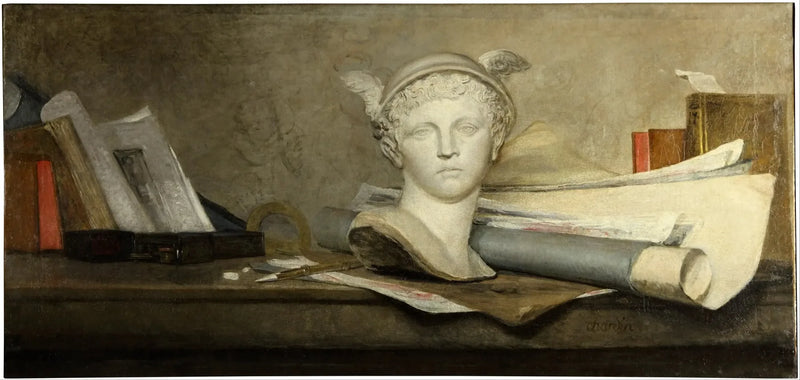 Atrybuty sztuki z popiersiem Merkurego - Jean Simeón Chardin
