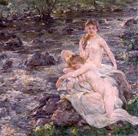 Les baigneurs - Robert Lewis Reid image 1 copie de tableau peinte à la main