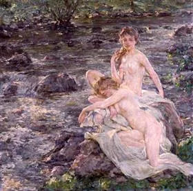 Les baigneurs - Robert Lewis Reid image 1 copie de tableau peinte à la main
