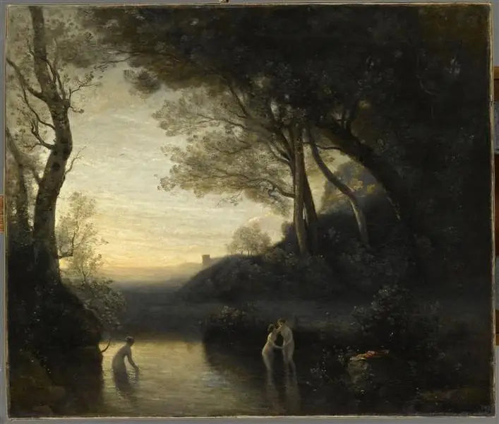 Kąpiarki z Bellinzone. Efekt wieczoru - Jean-Baptiste Camille Corot