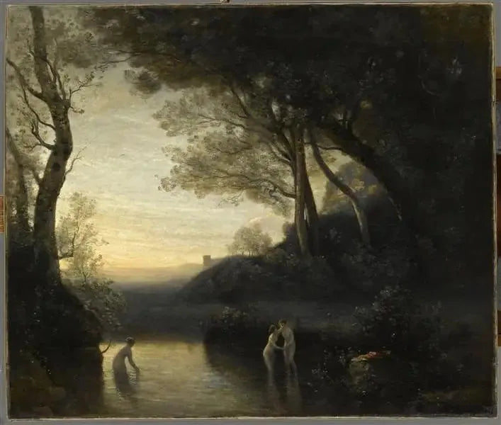 Kąpiarki z Bellinzone. Efekt wieczoru - Jean-Baptiste Camille Corot