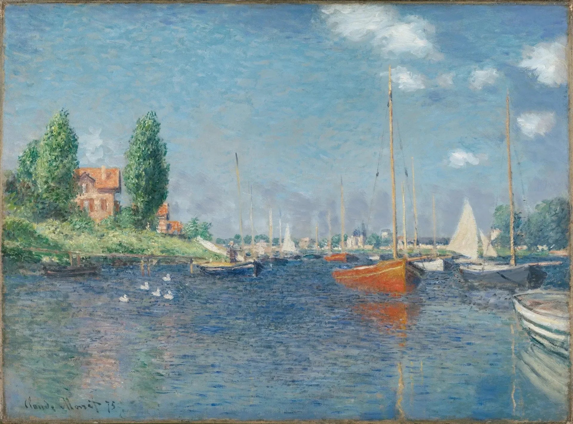 Les bateaux rouges, Argenteuil - Claude Monet image 1 copie de tableau peinte à la main