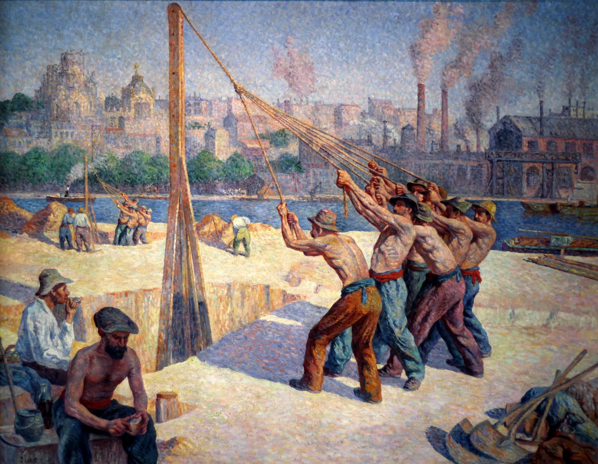 Les Batteurs de pieux - Maximilien Luce image 1 reproduction artisanale de tableau