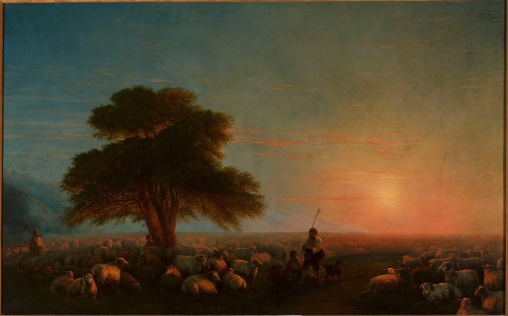 Les bergers avec un troupeau de moutons. - Ivan Aïvazovski - Alpha Reproduction