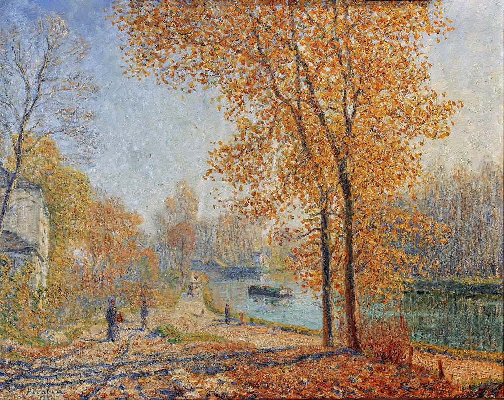 Les Bords du Loing ; effet d'automne le matin à Moret - Francis Picabia image 1 reproduction de peinture à l’huile