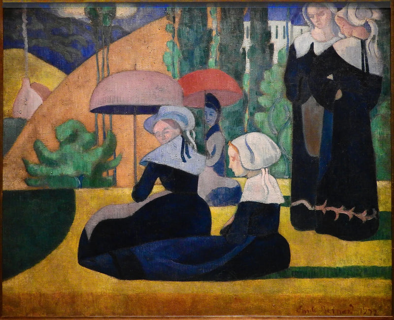 Bretonki z parasolkami - Émile Bernard
