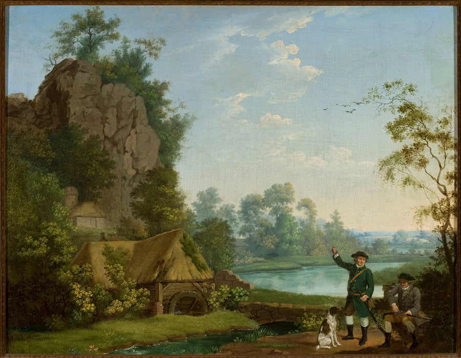 Myśliwi w pobliżu młyna, z widokiem na Creswell Crags - George Stubbs