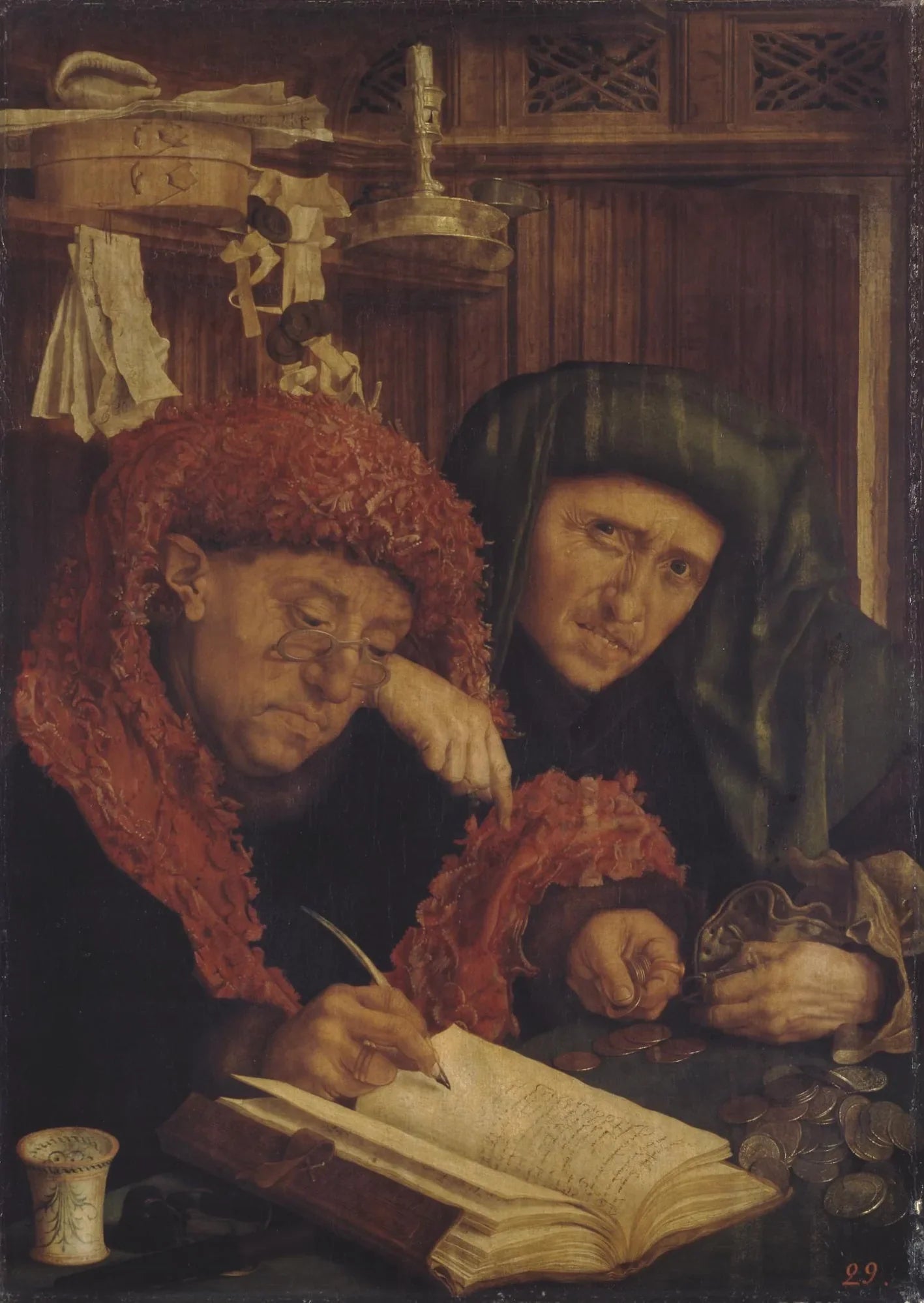 Les collecteurs d'impôts - Marinus van Reymerswale image 1 reproduction d’œuvre d’art à l’huile