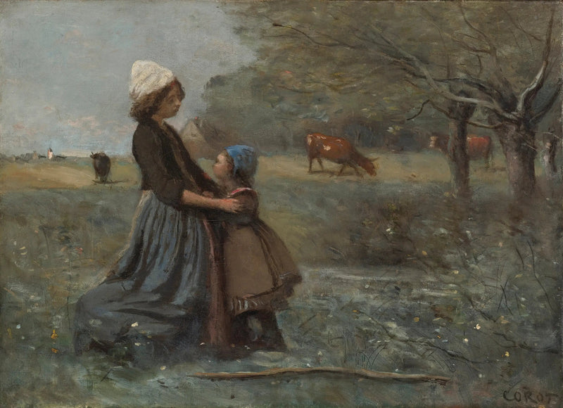 Dwie Siostry na łące - Jean-Baptiste Camille Corot