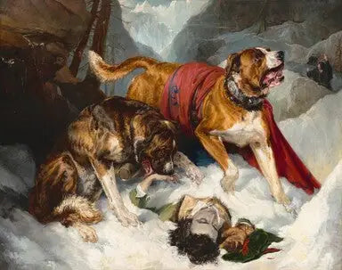 Doggi Alp są reanimują podróżnika w potrzebie - Edwin Henry Landseer