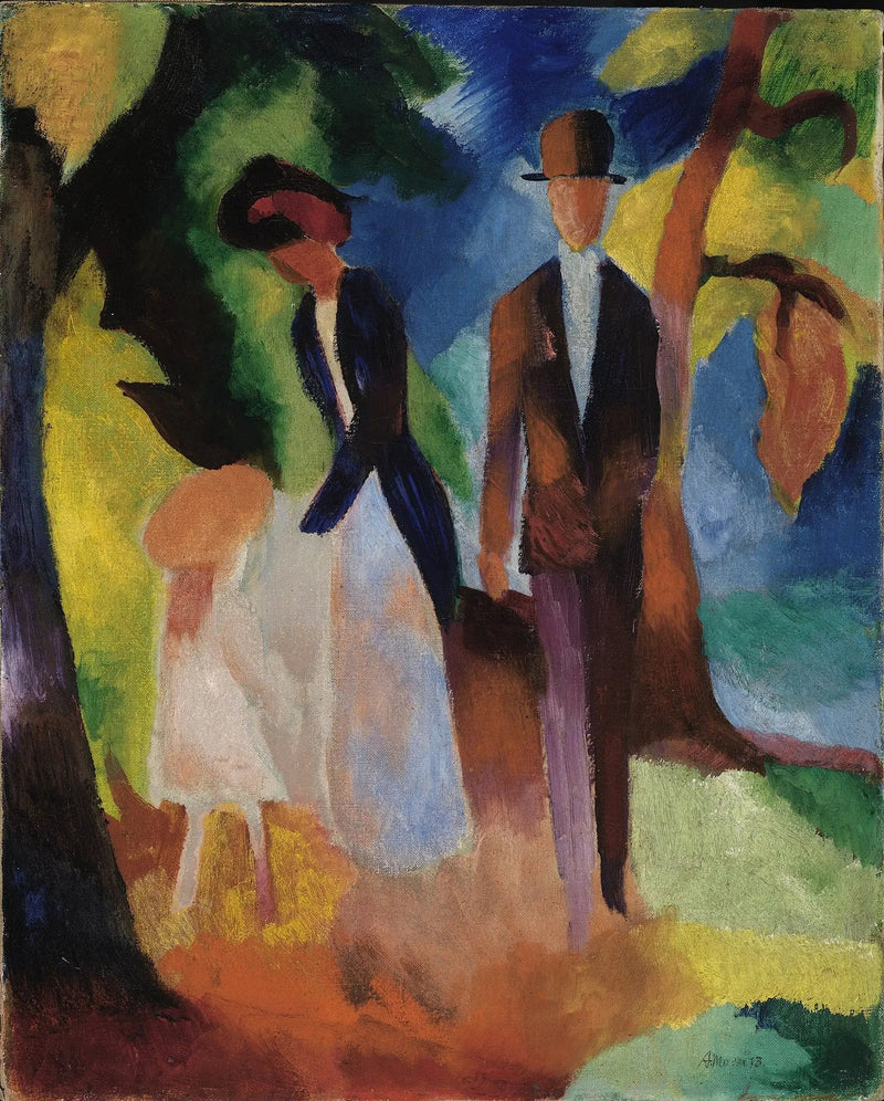 Ludzie nad niebieskim jeziorem - August Macke