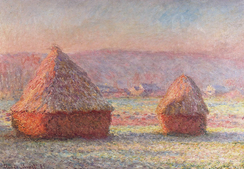 Stogi siana, efekt białej mgły - Claude Monet