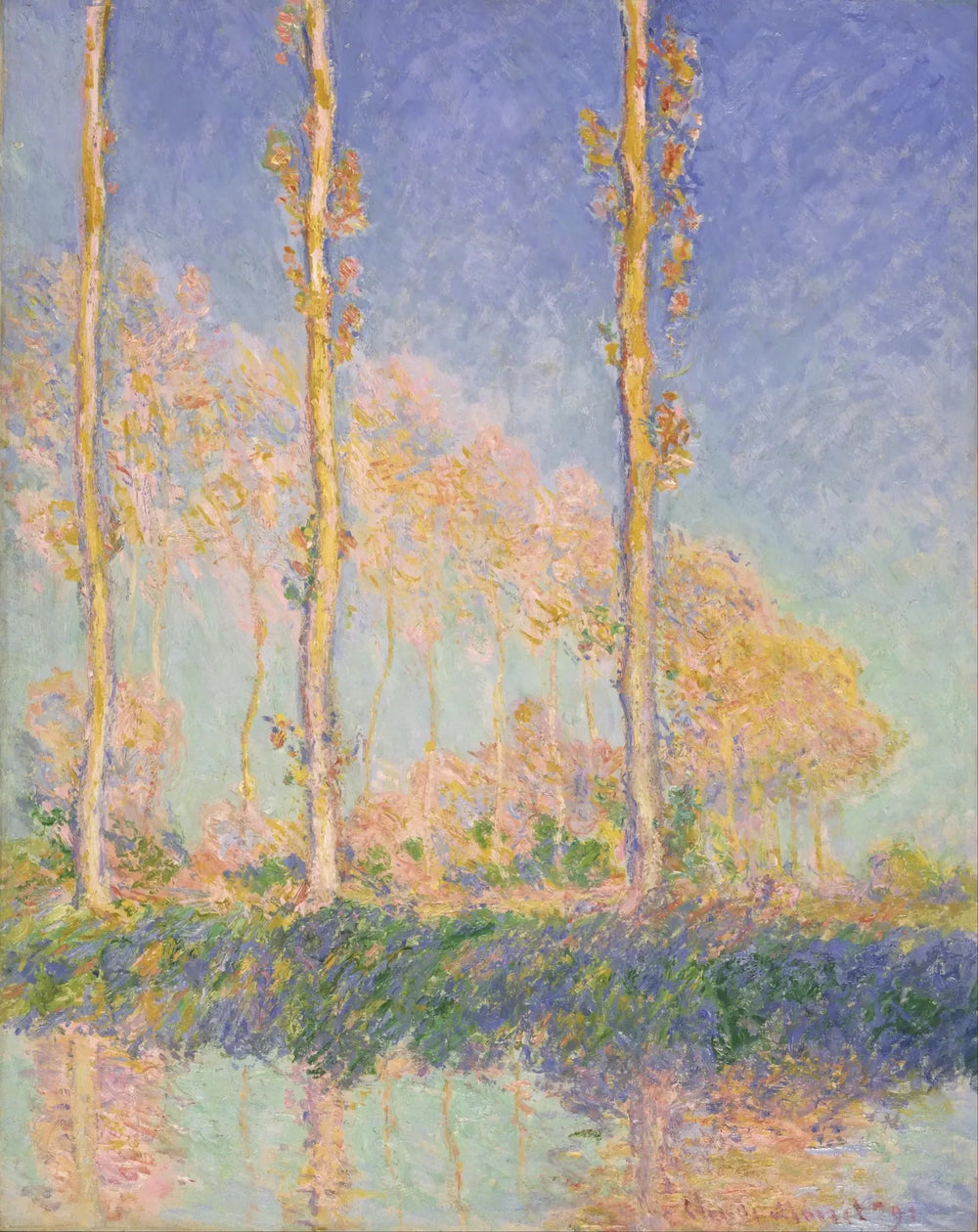 Les Peupliers, trois arbres roses, autumn - Claude Monet image 1 tableau peint à l’huile sur toile