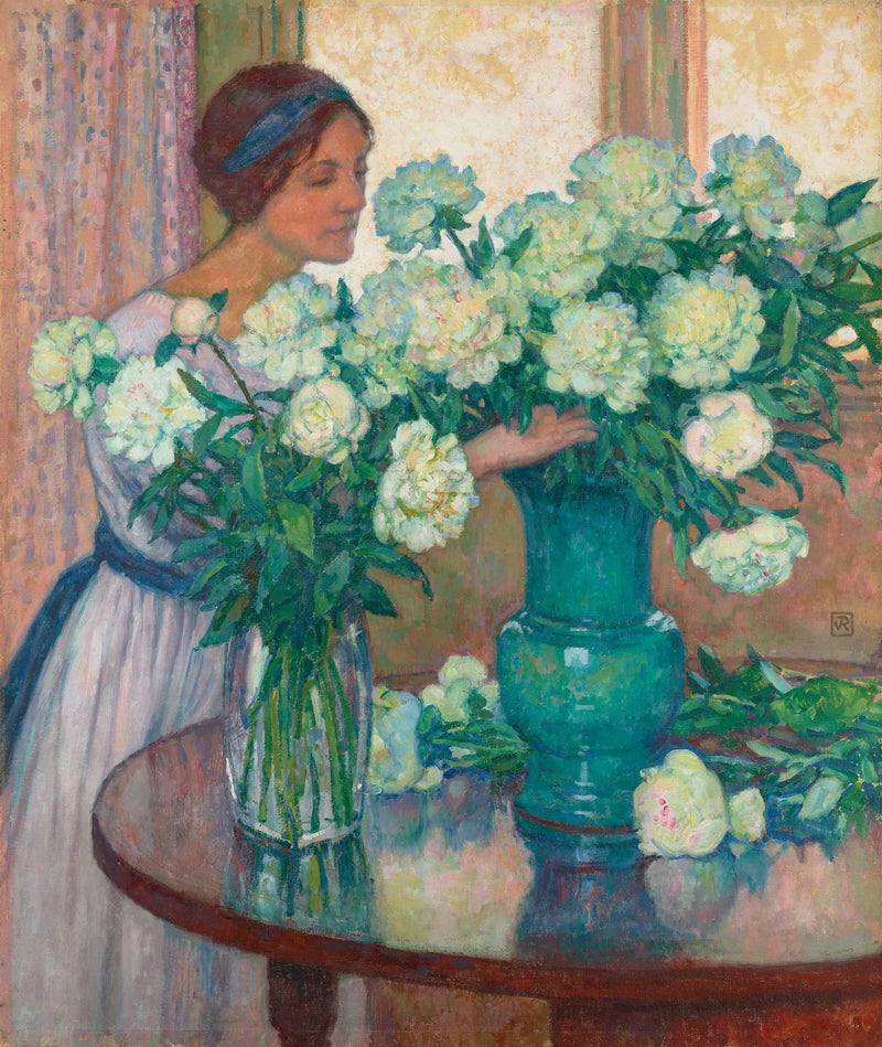 Białe peonie - Théodore van Rysselberghe
