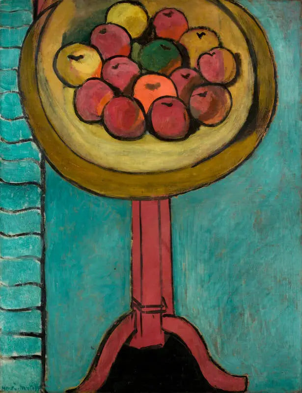 Jabłka na stole, na zielonym tle - Henri Matisse