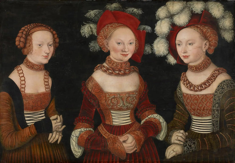 Księżniczki Sibylle (1515-1592), Émilie (1516-1591) i Sidonie (1518-1575) Saksońskie - Lucas Cranach Starszy