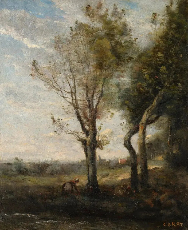 Cztery drzewa na brzegu równiny - Jean-Baptiste Camille Corot