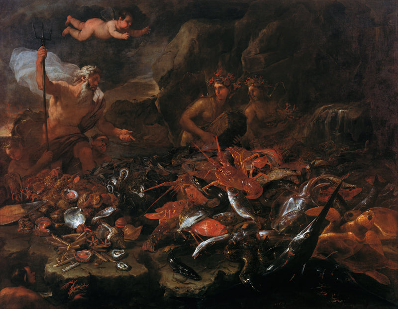 Bogactwa morza z Neptunem, tritonami i dwoma nereidami - Luca Giordano