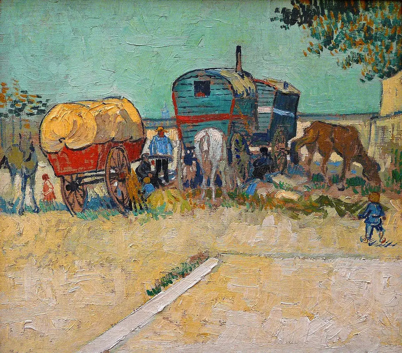 Les Roulottes, obóz cyganów w okolicach Arles - Vincent van Gogh