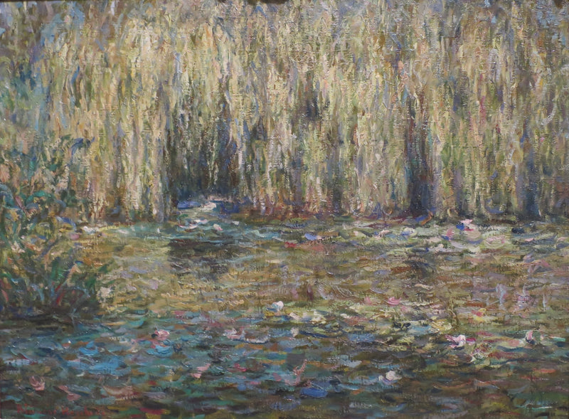 Smutne wierzby nad stawem z liliami wodnymi w Giverny - Blanche Hoschédé Monet