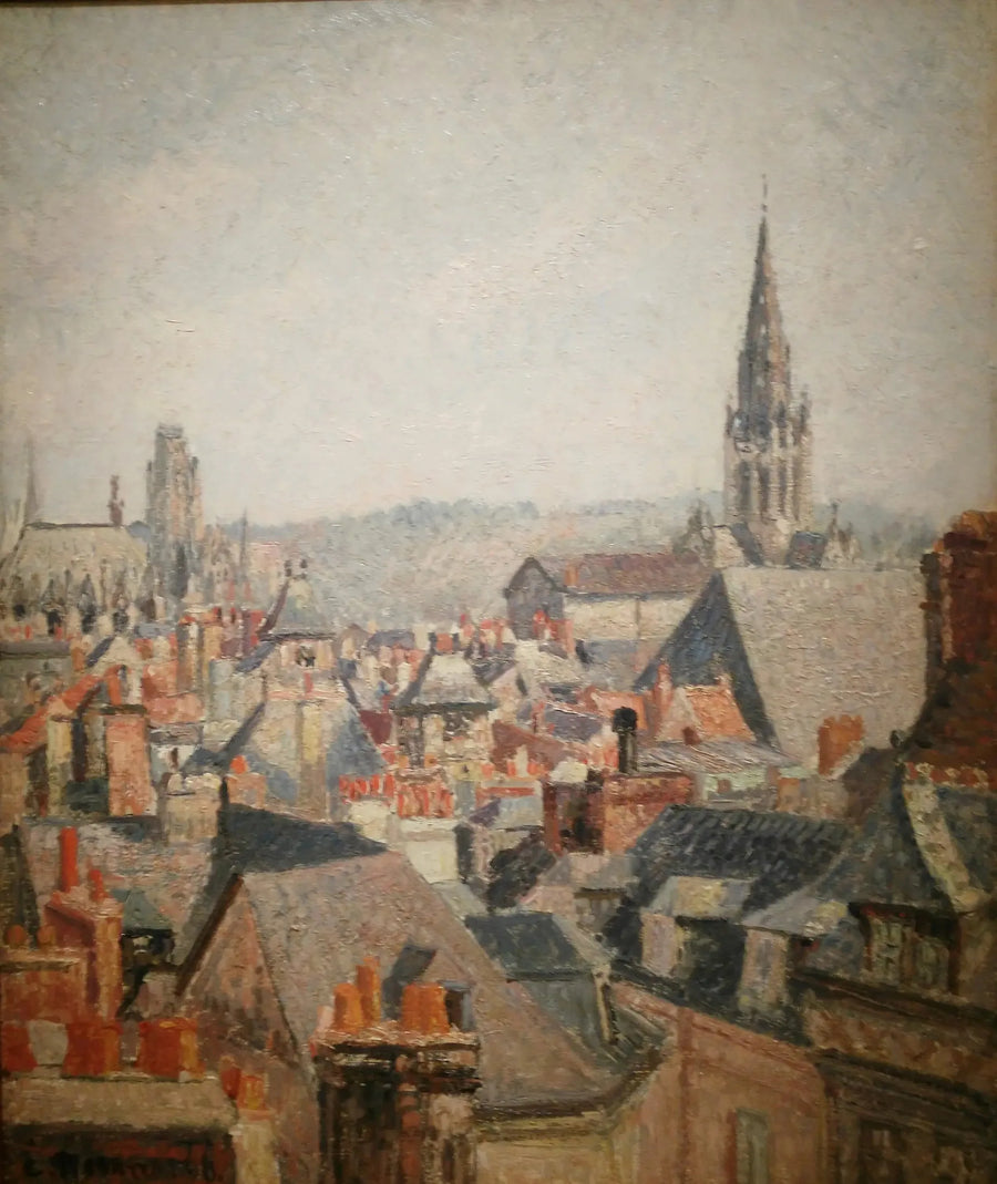 Dachy starego Rouen, słońce - Camille Pissarro