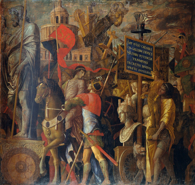 Triumfy Cezara: 2. Nosiciele sztandarów i sprzęt oblężniczy - Andrea Mantegna