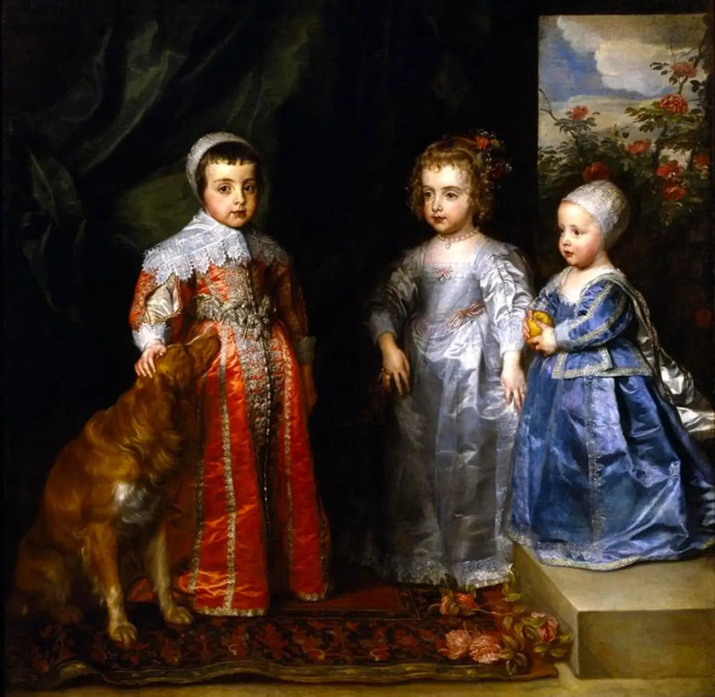 Trzej starsi dzieci Karola I Stuarta (1600-1649) i Henriette Marie de Bourbon (1609-1669), Karol (1630-1685), Maria (1631-1666) i Jakub (1633-1685) - Antoine van Dyck